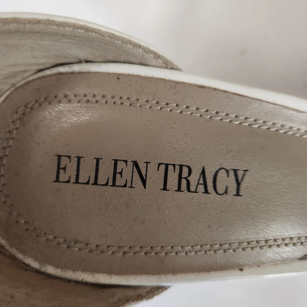 Ellen Tracy Billy Wedge Cork Ankle Strap Sandals size 10